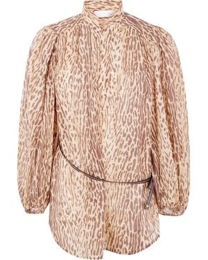 Zimmermann 'Cascadian' Blouse With Leopard Print - Natural