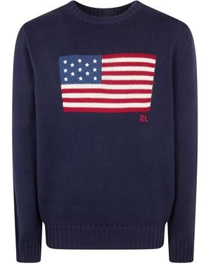 Polo Ralph Lauren Long Sleeves Round Neck Flag Jumper - Blue