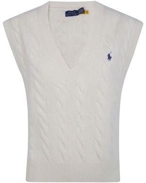 Polo Ralph Lauren Polo Pony-Embroidered Knit Vest - Natural