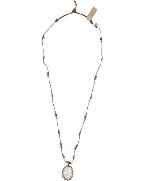 Sharing Short "Tibetan Vvv Rutile" Pendant Necklace - White