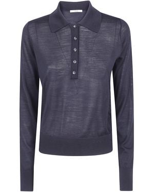 Nuur Maglione Collo Polo Maniche Lunghe - Blu