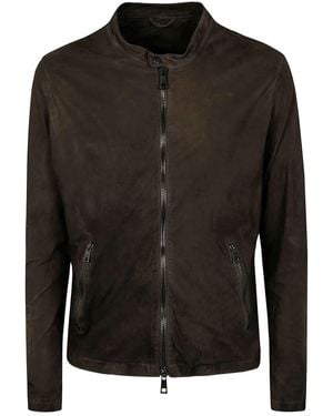 Giorgio Brato Veg Lamb Leather Biker Jacket - Black