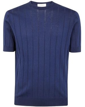 FILIPPO DE LAURENTIIS Short Sleeves Round Neck Jumper By Filippo De L - Blue