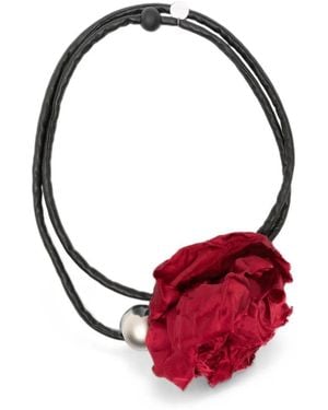 Maria Calderara Necklace With Fabric Ball "Rose" - Red
