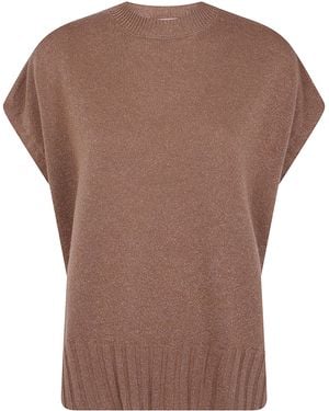 Twinset Maglione Senza Maniche Girocollo - Marrone