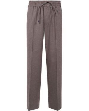 Drole de Monsieur Trousers Elastic Waist Flannel - Brown