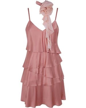 Blugirl Blumarine Satin Dress With Rouges - Red