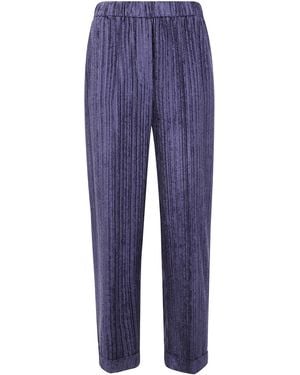 Peserico Stretch Waisted Velvet Trousers - Blue