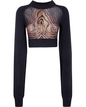 Jean Paul Gaultier Maglione Corto A Righe - Blu