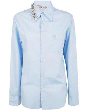 N°21 Cotton Shirt With Crystal - Blue