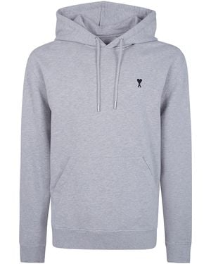 Ami Paris Sweatshirt Contrast Logo "Quota Ami De Coeur" - Gray