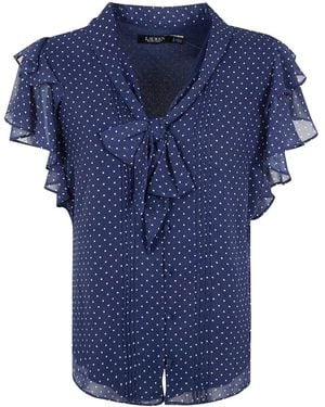 Ralph Lauren "Prugan" Short Sleeve Blouse - Blue