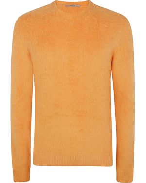 Nuur Long Sleeves Pressed Gauze Round Neck Sweater - Orange