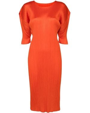 Pleats Please Issey Miyake Monthly Colors: July Midi Dress - Orange