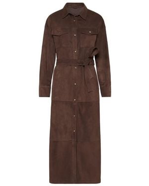 Brunello Cucinelli Leather Safari Belted Jacket - Brown