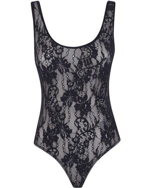 Zimmermann "Lace Scoop" Bodysuit - Black