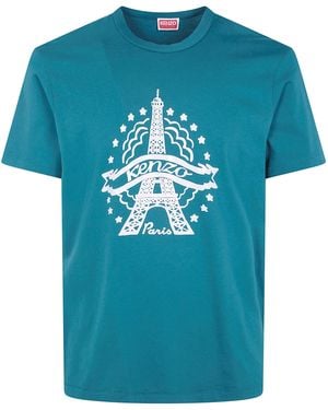 KENZO T-Shirt Slim "Eiffel Tower Design" - Blu