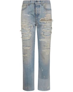 Amiri "Repaired" Boot Cut Jeans - Blu