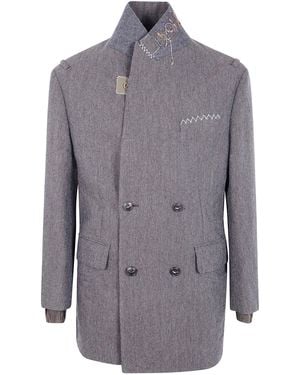Kolor "Jacket 02" Split Double Breast Coat - Grey