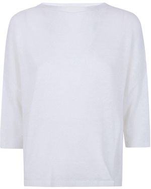 Ma'ry'ya Linen & Cotton Oversized T-Shirt - White