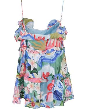 FARM Rio Garden Of Life Front Ties Ruffled Blouse - White