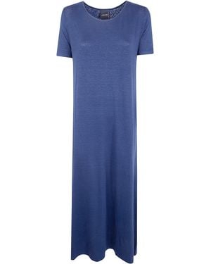 Anneclaire Jersey Linen Short Sleeves Long Dress - Blue