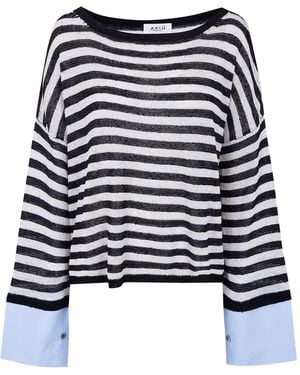 Aviu Stripes Boat Neck Sweater - Blue