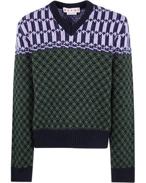 Marni Sweater V Neck "Cvmg0157Q0.Ufh101" - Green