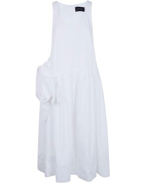 Simone Rocha "Pressed Rosette" Tapered Back Flounce Dress - White