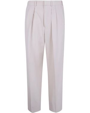 Tom Ford Wool Cashmere Silk Reps Double Pleat Trousers - White