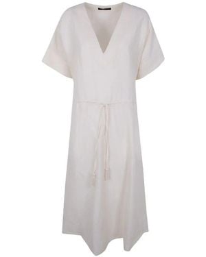 Seventy Crackle Linen Mixed Dress - White