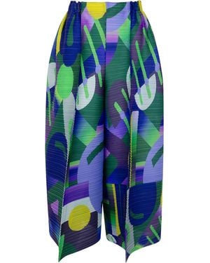 Pleats Please Issey Miyake Pantaloni Bermuda "Playground" - Blue