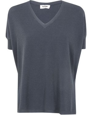 Base London V Neck Jumper - Blue