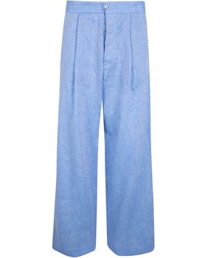 Y-81 Wide Pants With Pleats - Blue