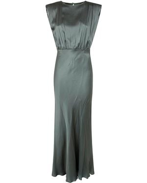 Semicouture Satin Long Dress - Green