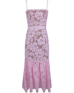 Self-Portrait Crochet Lace Midi Dress - Pink