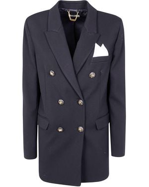 Elisabetta Franchi Double-Breasted Golden-Button Blazer - Black