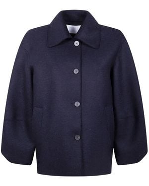 Harris Wharf London Puff Sleeves Jacket Pressed Wool - Blue