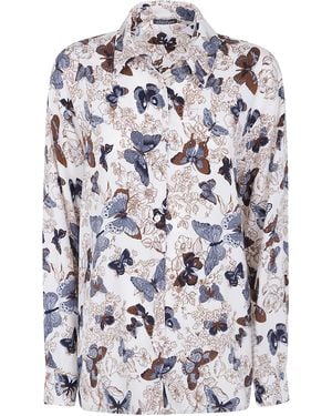 Laura Urbinati Shirt Butterfly Print "Butterfly Print Oversized Shirt" - Grey