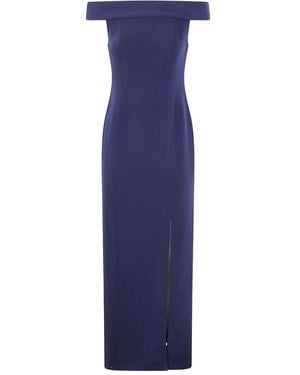 Ralph Lauren "Adlar" Short Sleeves Gown Long Dress - Blue