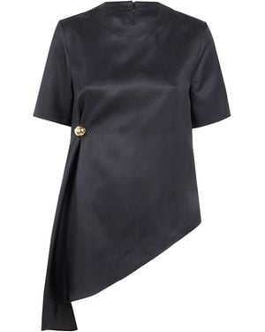Loulou de Saison "Madea" Draped Asymmetric Top - Blue