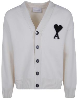 Ami Paris Sweater V Neck "Quota Ami De Coeur" - Gray