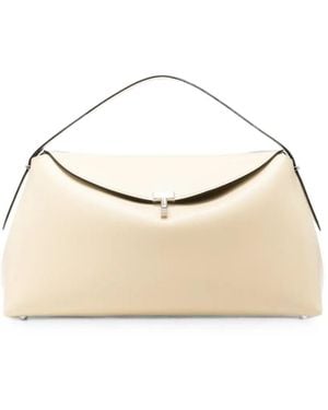 TOTEME Shoulder Bag T-Lock Leather Top Handle Bag - Natural