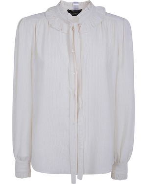 Twinset Blouse High Neck "High Neck Blouse With Bow Detail" - White