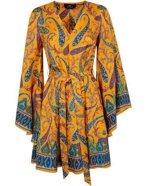 Etro Printed Mini Dress - Yellow