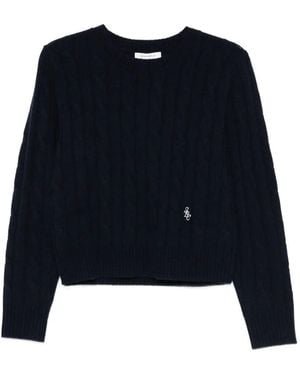 Sporty & Rich "Src" Cableknit Cashmere Sweater - Blue