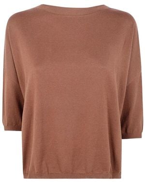 Ma'ry'ya Classic Boat Neck T-Shirt - Brown