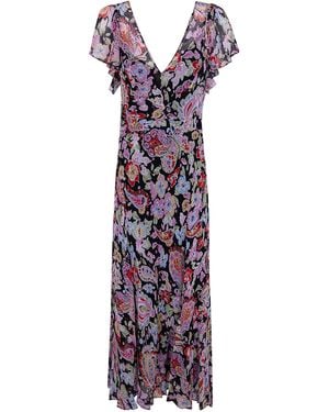RIXO London Abito Bexley Cara Florale Nero - Viola
