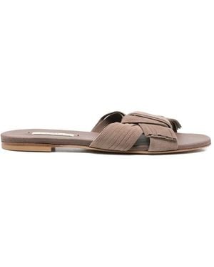 Casadei 'Flat' Ribbon Slippers - Grey