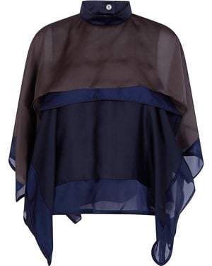 Sacai Maglione Satin X Chiffon Pullover - Blu
